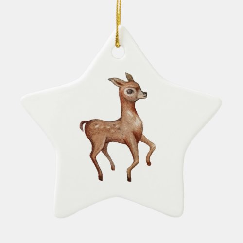 Little Deer Character Ceramic Ornament