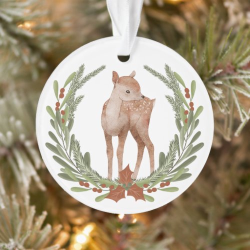 Little Deer Fawn Wreath Grandchild Ornament