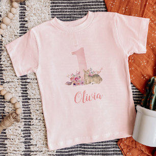 Little Deer First Birthday Monogrammed Toddler T-shirt