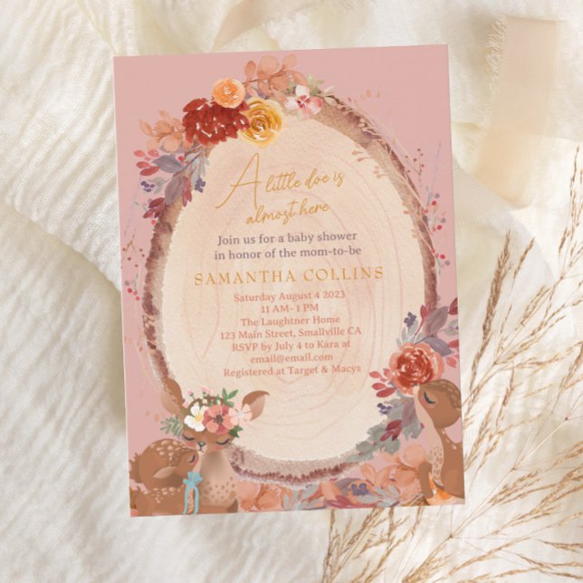 Little Deer Girl Woodland Animal Baby Shower Invitation (Creator Uploaded)