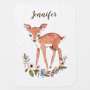 Little deer name baby blanket