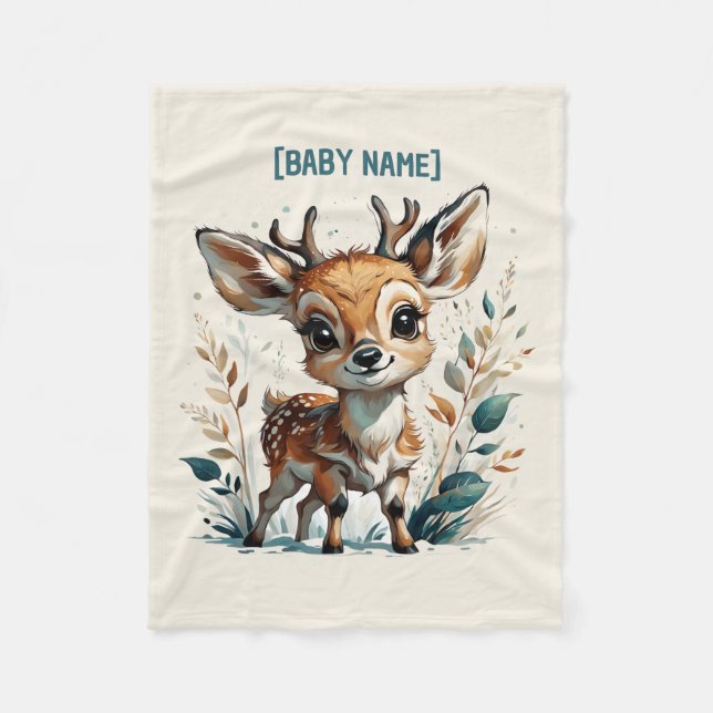 Little Deer Personalized Fleece Blanket (Front)