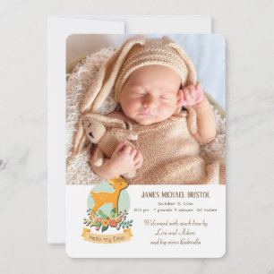 Little Deer Photo Birth Announcement