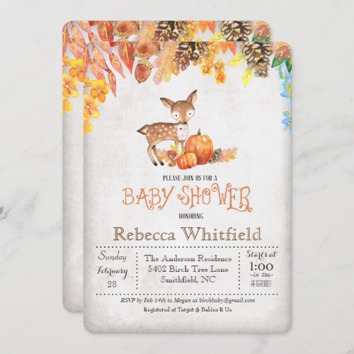 Little Deer Pumpkin Baby Shower Invitation