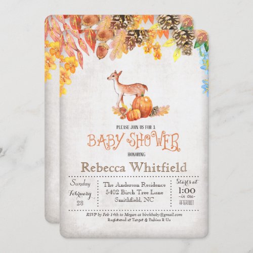 Little Deer Pumpkin Baby Shower Invitation