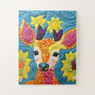 Little Deer Quilt Like Design Jigsaw Puzzle
