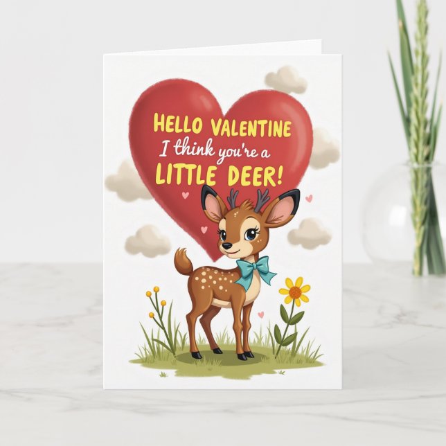 Little Deer Valentine Cute Card (Front)
