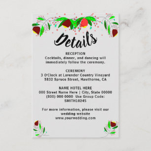 Little Details Flowers Wedding Detail Enclosure Card