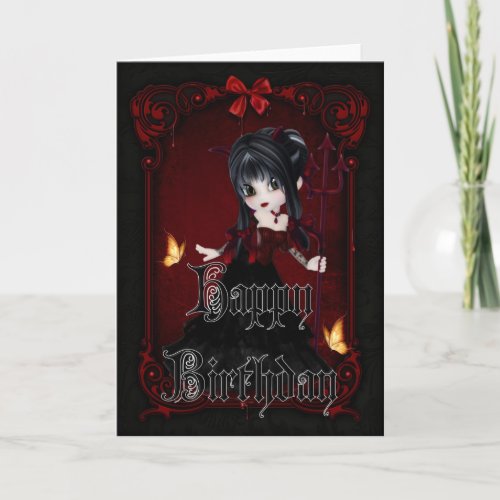 Little Devil 1 Gothic Happy Birthday Card