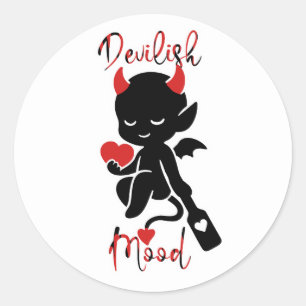 Little Devil Baddie Love Paddle "Devilish Mood" Classic Round Sticker