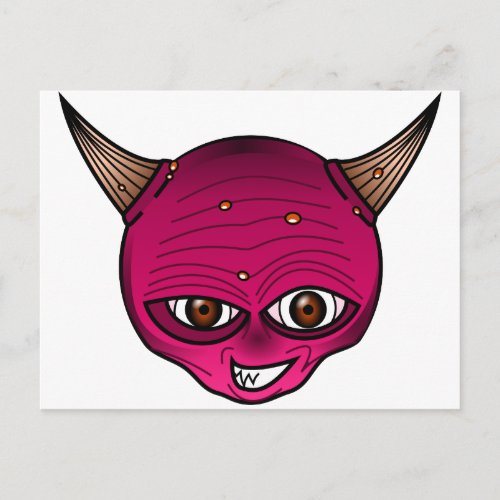 Little Devil Cartoon Head Face Horns Graphic Ympe Postcard