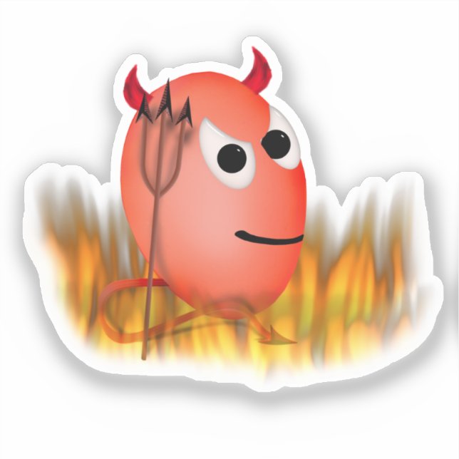 Little Devil, Deviled Egg Halloween Sticker (Front)