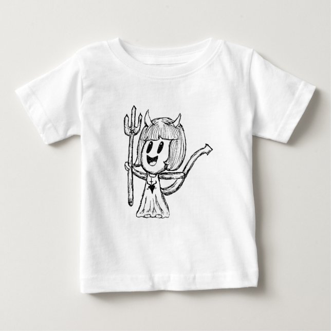 Little Devil Girl Sketch Baby T-Shirt (Front)