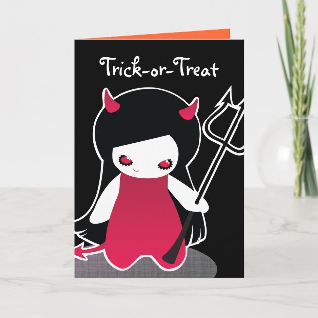 Little Devil Halloween Card for kids (Front)