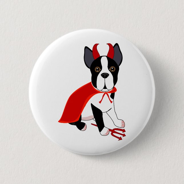 Little Devil Halloween Dog Button (Front)