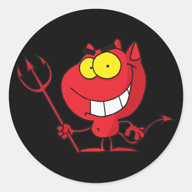 Little Devil With Pitchfork Classic Round Sticker (Front)