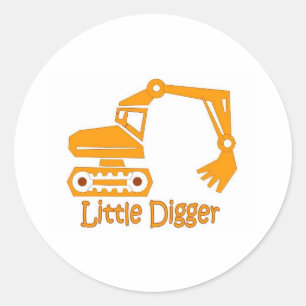 little digger classic round sticker