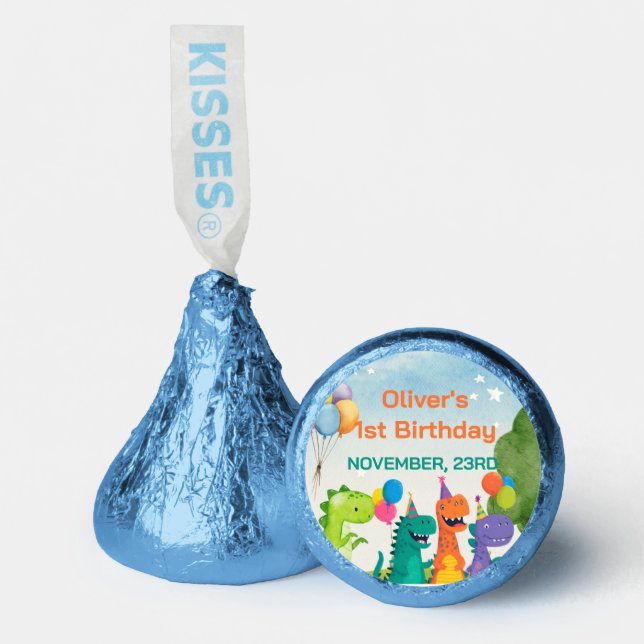 Little Dino 1st Birthday Hershey's Candy Favors (Front)