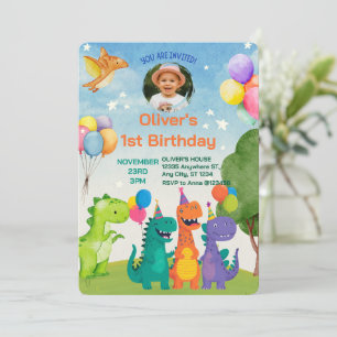Little Dino 1st Birthday Invitation