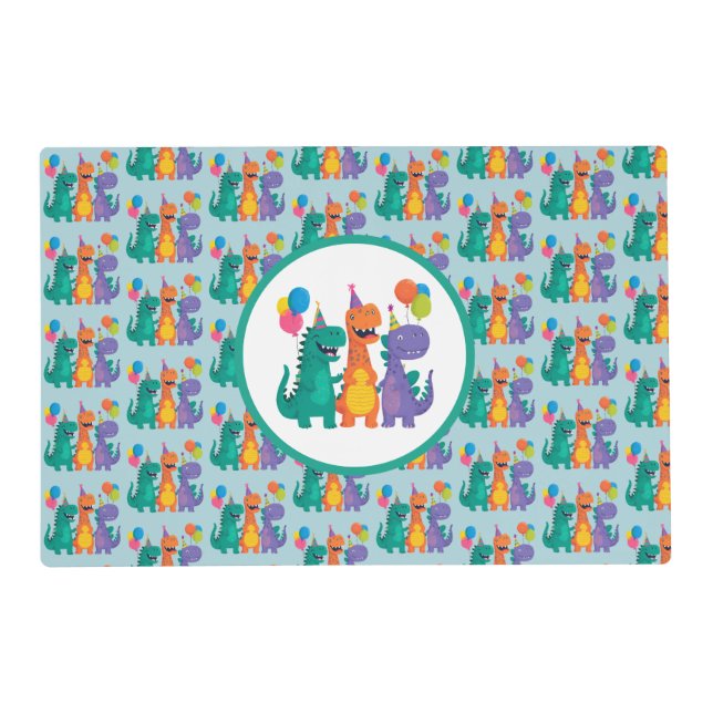 Little Dino 1st Birthday Paper Placemat (Front)