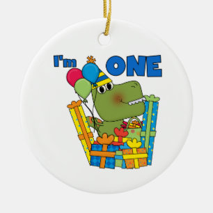 Little Dino 1st Birthday T shirts and Gifts Ceramic Ornament
