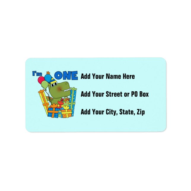 Little Dino 1st Birthday T shirts and Gifts Label (Front)