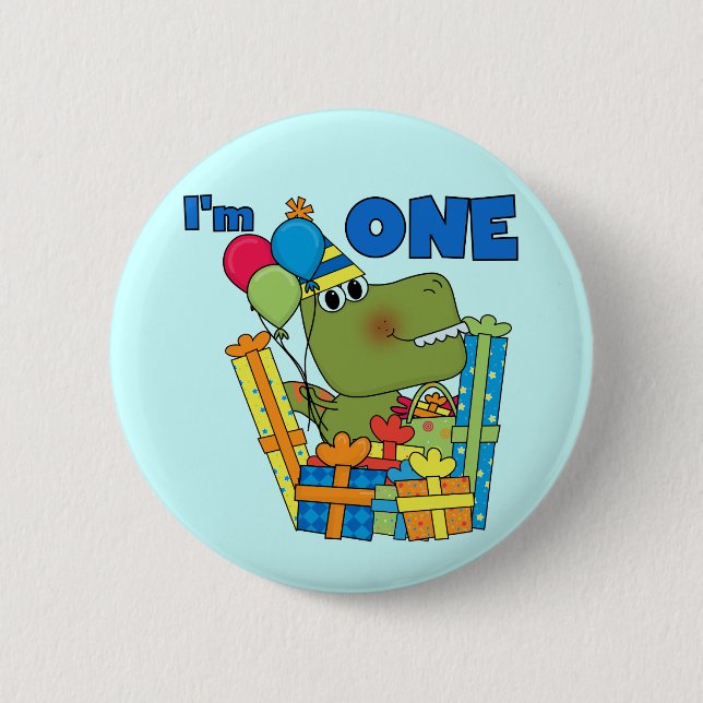 Little Dino 1st Birthday T shirts and Gifts Pinback Button (Front)