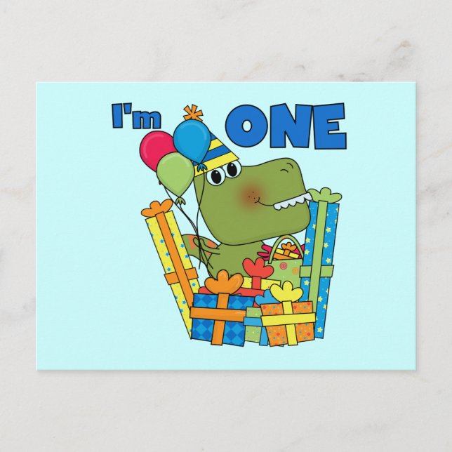Little Dino 1st Birthday T shirts and Gifts Postcard (Front)