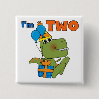 Little Dino 2nd Birthday Tshirts and Gifts Button