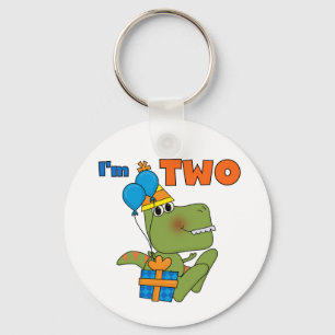 Little Dino 2nd Birthday Tshirts and Gifts Keychain