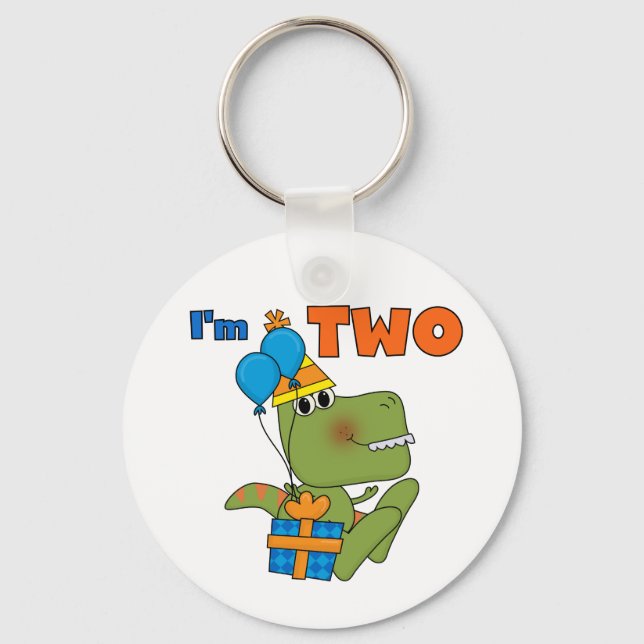 Little Dino 2nd Birthday Tshirts and Gifts Keychain (Front)