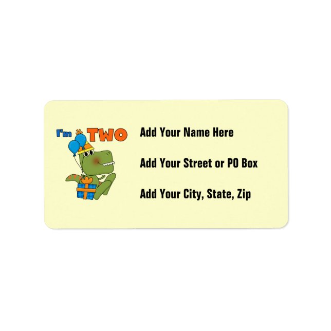 Little Dino 2nd Birthday Tshirts and Gifts Label (Front)