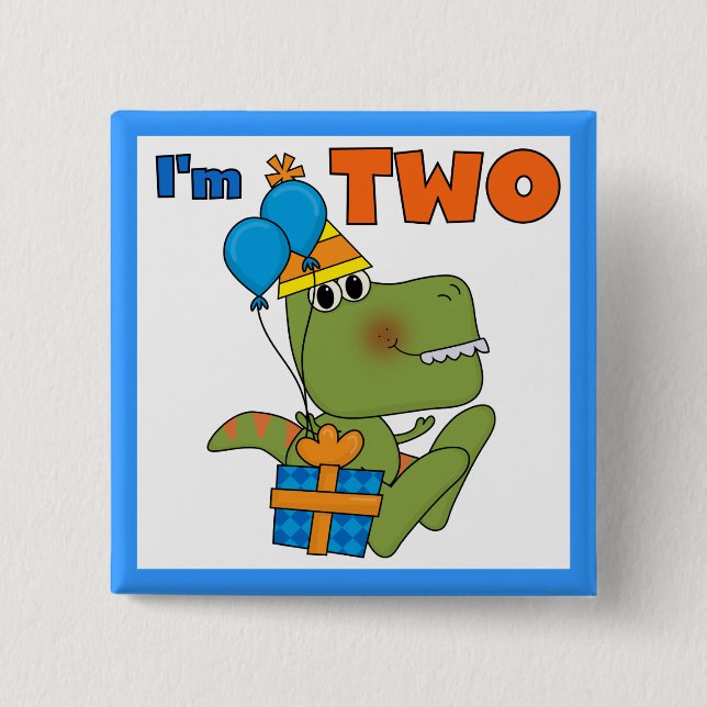 Little Dino 2nd Birthday Tshirts and Gifts Pinback Button (Front)