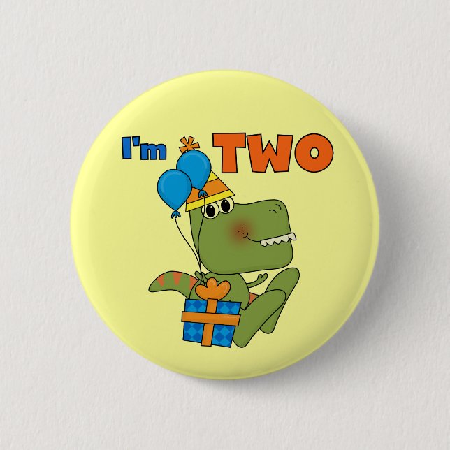 Little Dino 2nd Birthday Tshirts and Gifts Pinback Button (Front)