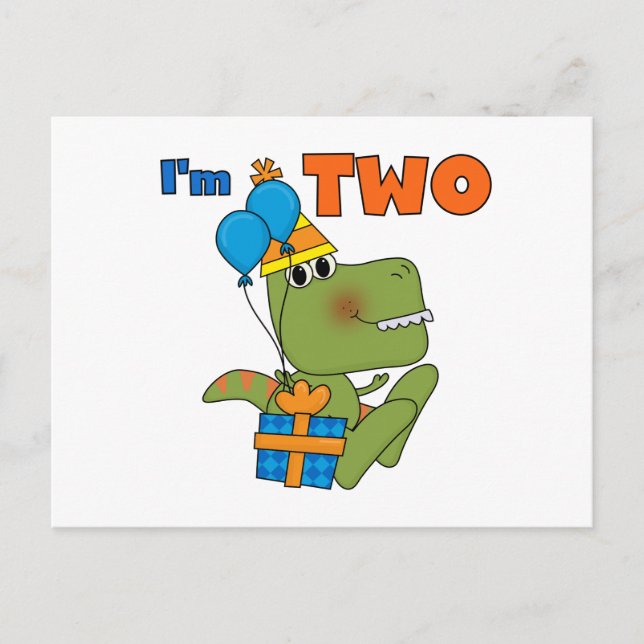 Little Dino 2nd Birthday Tshirts and Gifts Postcard (Front)