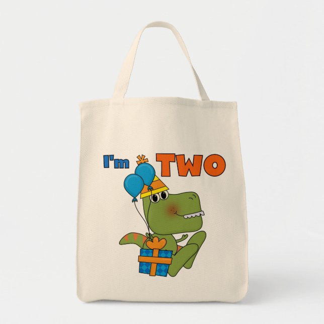Little Dino 2nd Birthday Tshirts and Gifts Tote Bag (Front)