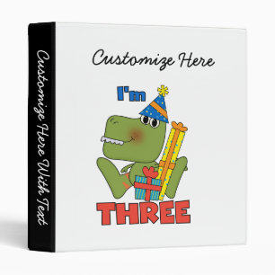 Little Dino 3rd Birthday Tshirts and Gifts 3 Ring Binder