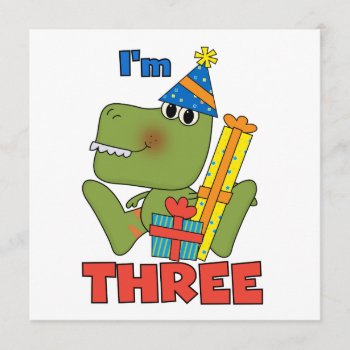 Little Dino 3rd Birthday Tshirts And Gifts Card by kids_birthdays at Zazzle