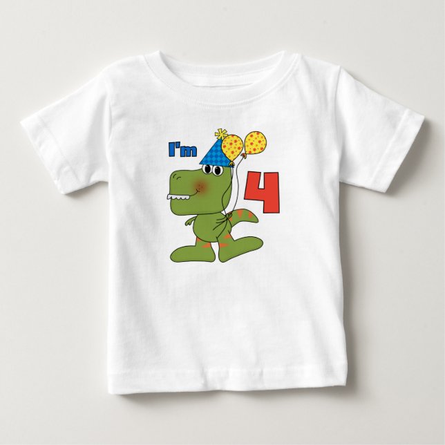 Little Dino 4th Birthday Tshirts and Gifts (Front)