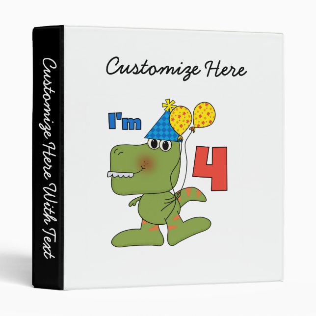 Little Dino 4th Birthday Tshirts and Gifts Binder (Front/Spine)
