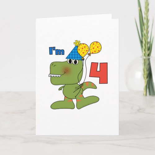 Little Dino 4th Birthday Tshirts and Gifts Card