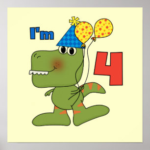 Little Dino 4th Birthday Tshirts and Gifts Poster