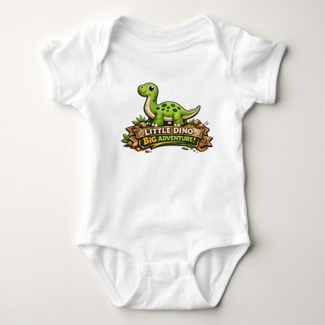 🦕✨ “Little Dino, Big Adventure!”👶💚 Baby Bodysuit (Front)