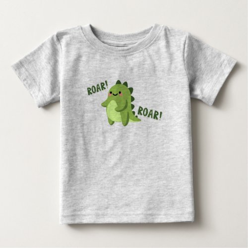 Little Dino Delight Cute Green Baby Tee Baby T_Shirt
