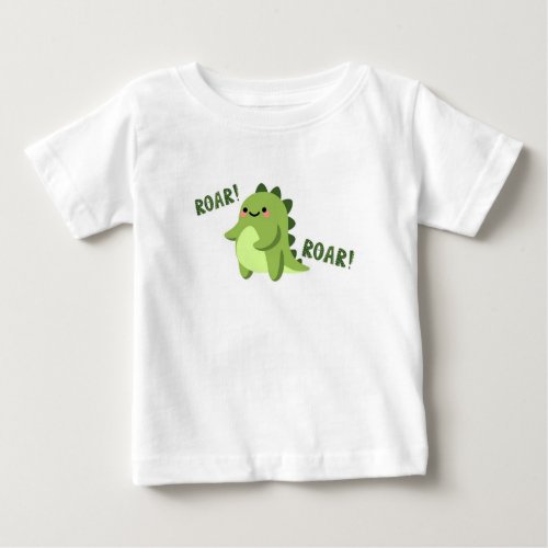 Little Dino Delight Cute Green Baby Tee Baby T_Shirt