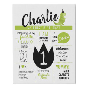Little Dino Dinosaur Theme Milestone Growth Chart Faux Canvas Print