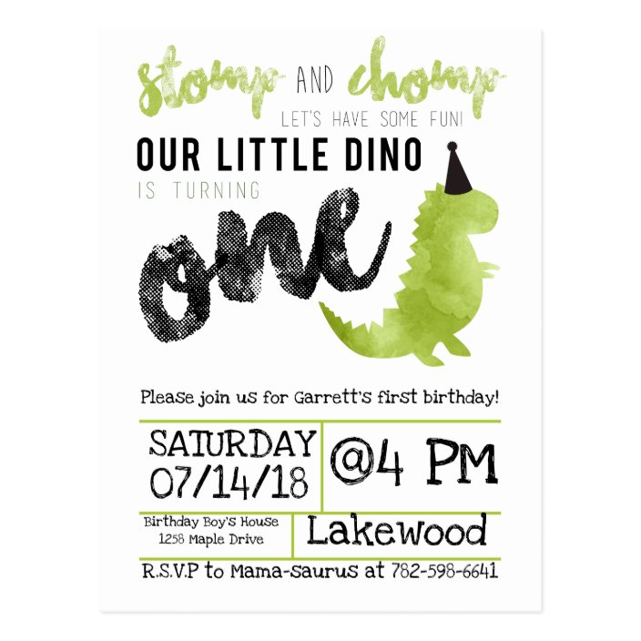 Little Dino First Birthday Dinosaur theme Boy Postcard | Zazzle.com