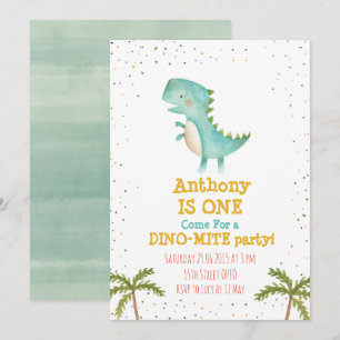 Little Dino First Birthday Party Invite