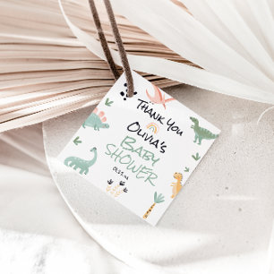 little Dino In The Way Dinosaur Baby Shower Favor Tags