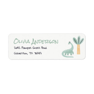 Little Dino In The Way Dinosaur Baby Shower Label